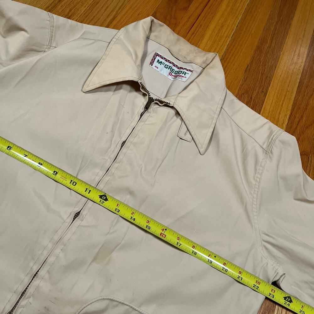 Vintage McGregor Jacket 44 Beige Drizzler Full Zip USA Talon Stains - Picture 5 of 11